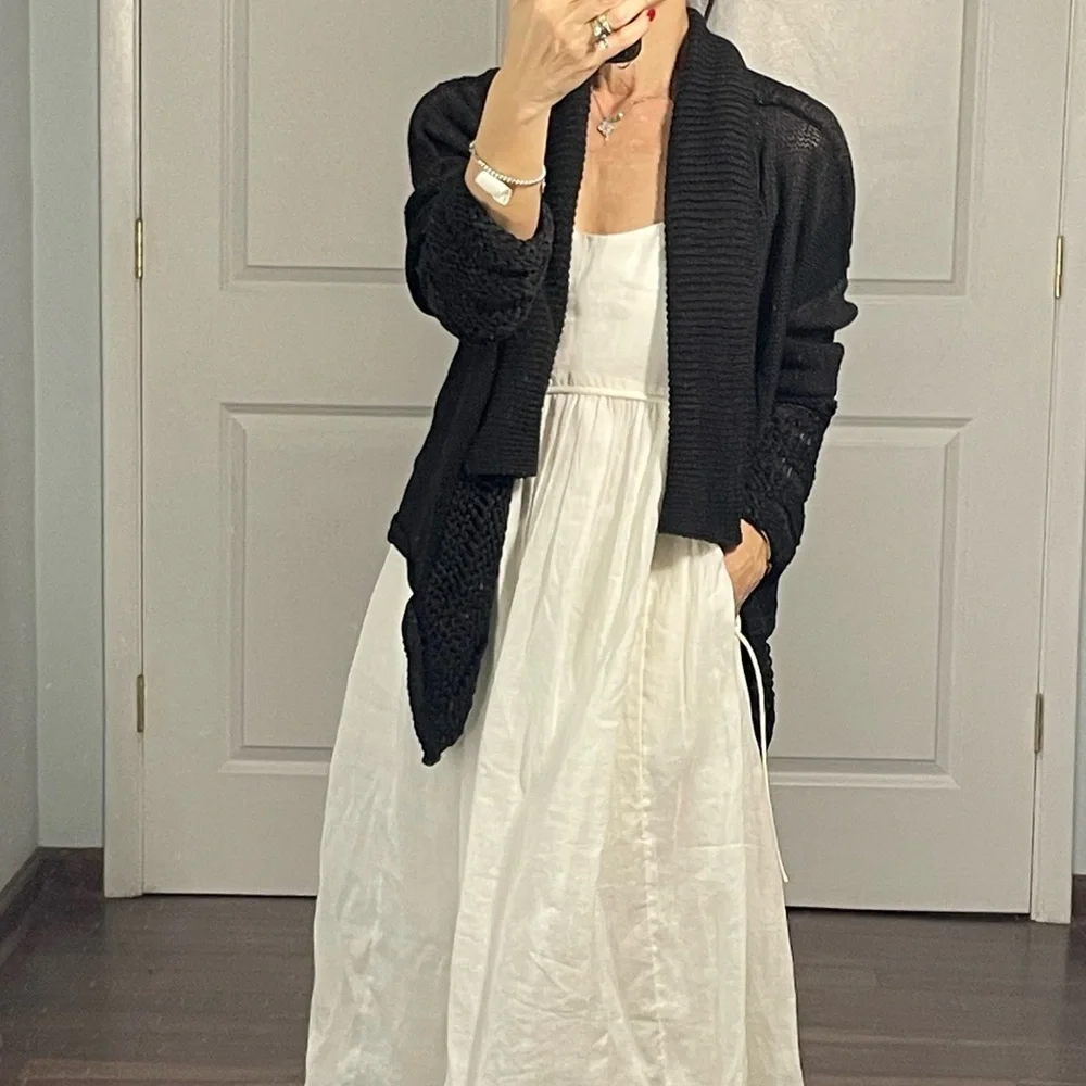 TSE Black 100% Linen Open Cardigan Shrug size S NWT - Picture 1 of 17
